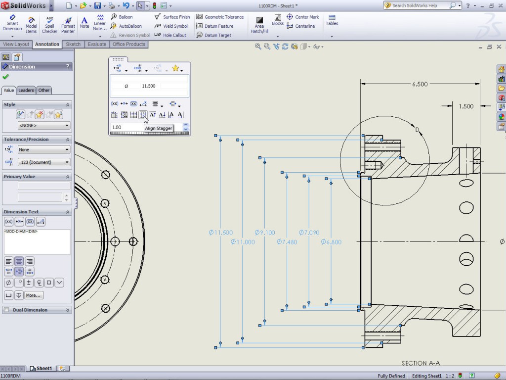 SolidWorks 2011: Auto Arrange Dimensions tool - SolidWorks Legion